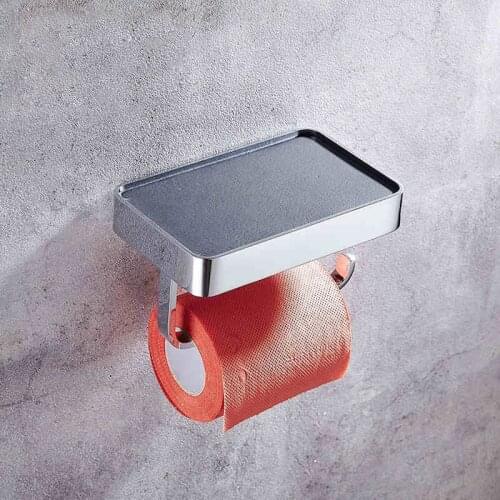 Bathroom Toilet Paper Holders Chrome Finish Brass Towel Holder And Phone Holder Wall Mount Toilet Paper Holder Bathroom Hardware