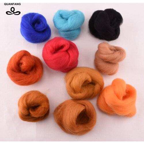 QUAN FANG 10 Color Needle Felting Wool Natural Collection Soft Wool Fiber For DIY&Sewing,Doll Needlework Felting Crafts gift