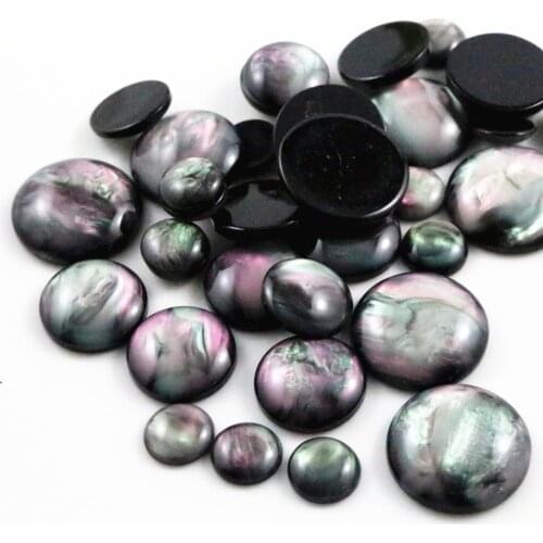 8mm 10mm 12mm 14mm 16mm 18mm 20mm 7 Size Style Black Shell Color Flat Back Resin Cabochons Cameo