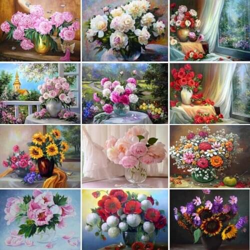 50/65/75 DIY Oil Painting flower Picture Handpainted Crafts for Adults Paints By Number Kits On Canvas Picture Home Decor Gift