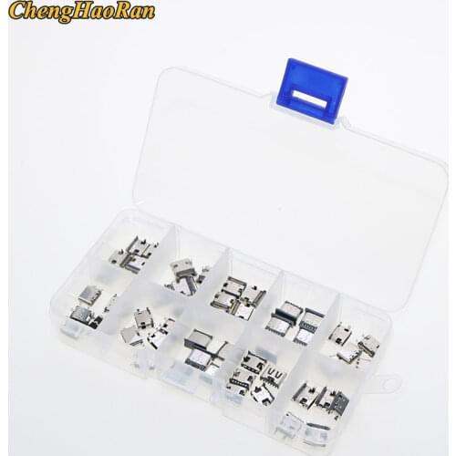 50pcs/lot Micro USB Type C Connector Kit Set Female Charge Dock Port Plug Type-C Socket Jack for Xiaomi Huawei Samsung Lenovo