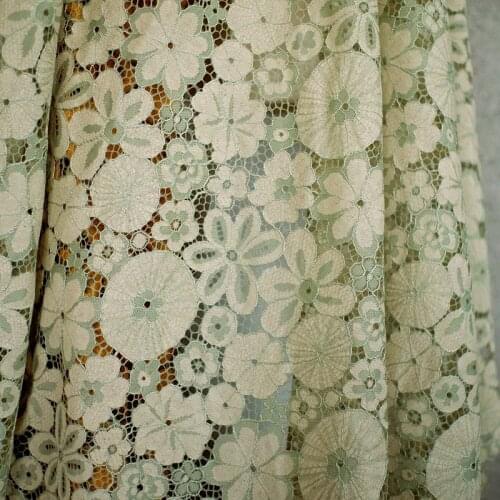1.5m width Flower embroidery lace mesh fabric summer dress cloth DIY sewing Free Shipping