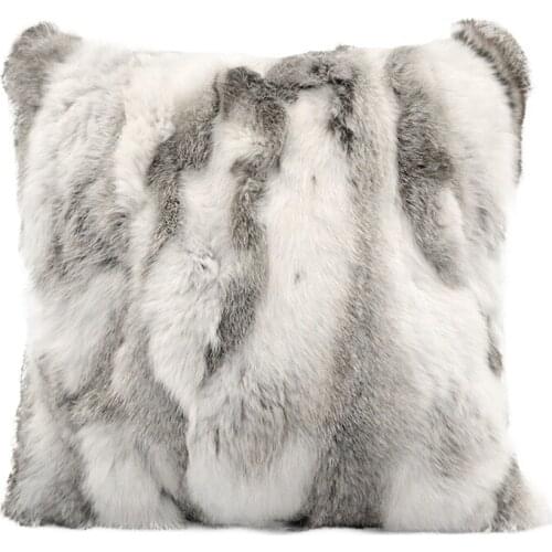 MS.Softex Genuine Rabbit Fur Pillow Case Patchwork Pillow Cover Natural Fur Cushion Cover Home Decoration FREE SHIPPING