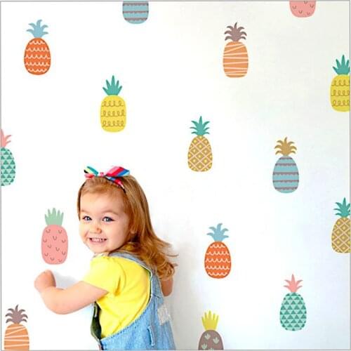 Cartoon Pineapple Wall Sticker for Children Room Decoration Wall Decals Sticker Room Decoration Accessories Wallpaper Decoration