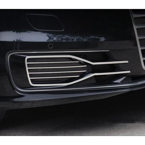 Stainless Steel Front Air Grille Decoration Fog Lights Grill Cover Trim 10Pcs For Audi A6 C7 2016 Front Bumper Fog Lamp Strips