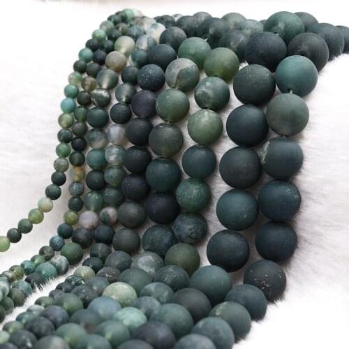Popular Atreus New 4-12mm Dark Green Matte Natural Stone Round Beads Aquatic Agate For Jewelry Making Suitable For Men Or Women
