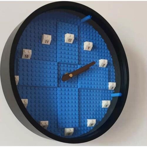 Originality Childrens building block clock wall clock childrens room bedroom clock creativity super quiet cartoon cute Kid boy