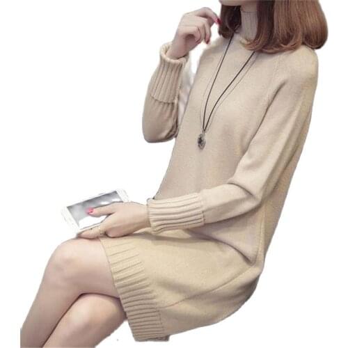 Oversize Autumn Slim Knitted Dresses Women winter loose thick dress female hedging warm sweaters lady sweater woman Pull Robe