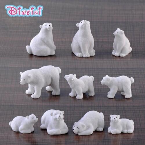 Lifelike Family Polar Bear action Figures White Bear Miniature Figurine Fairy home Garden Wedding Doll Decoration Girl toy gift