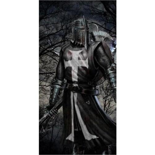 Knights Templar Cross Printed Soft Bamboo Microfiber Fast Drying Bath Beach Towel For Swimming Gym Camping_Size:35CMX70CM
