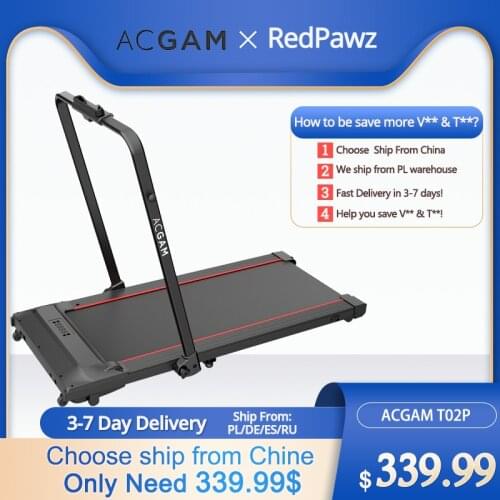 Only 339$ 2 in 1 Folding Under Desk Electric Treadmill, ACGAM T02P Gym Walking Jogging Machine Max Speed 12km/h APP Connectivity
