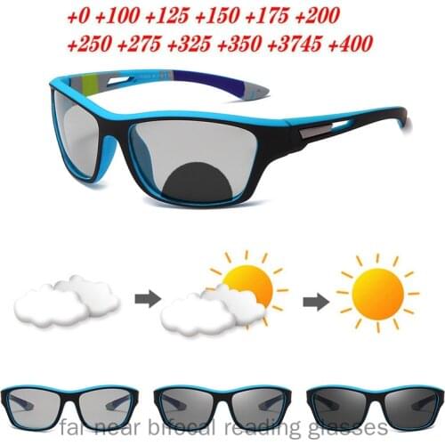 Sports Multifocal Lens Reading Glasses Men Presbyopia Outdoor Bifocal Reader Glasses Sun Photochromic Bifocal Sunglasses NX