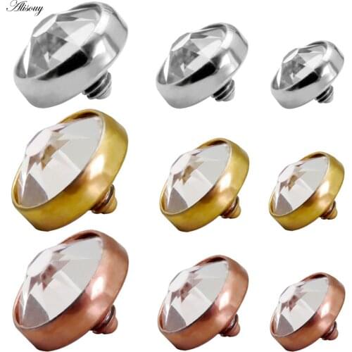 1pc G23 Titanium Piercing Micro Dermal Gem Micro Dermal Anchor Crystal Top Dermal Piercings Surface Piercing 14G Body Jewelry