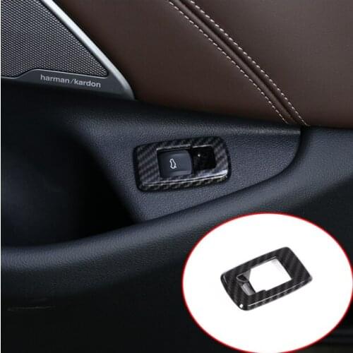 Carbon Fiber ABS Chrome Car Interior Tail Door Switch Frame Cover Trim For BMW 5 Series G30 528li 530li 2017 2018 Accessory
