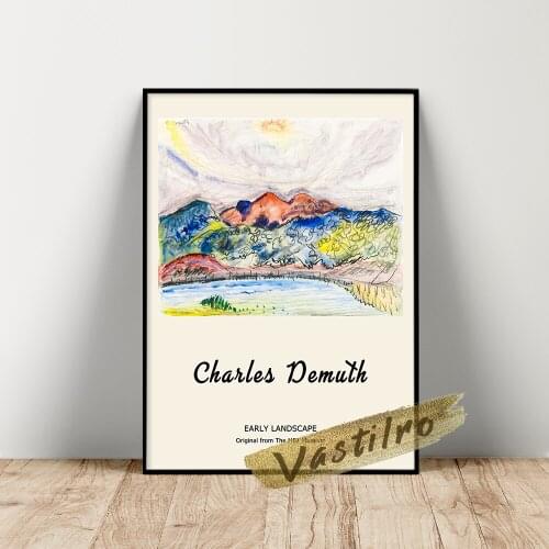 Charles Demuth Museum Exhibition Poster, Demuth Early Landscape Prints, Color Scenery Wall Art, Vintage Watercolorist Picture