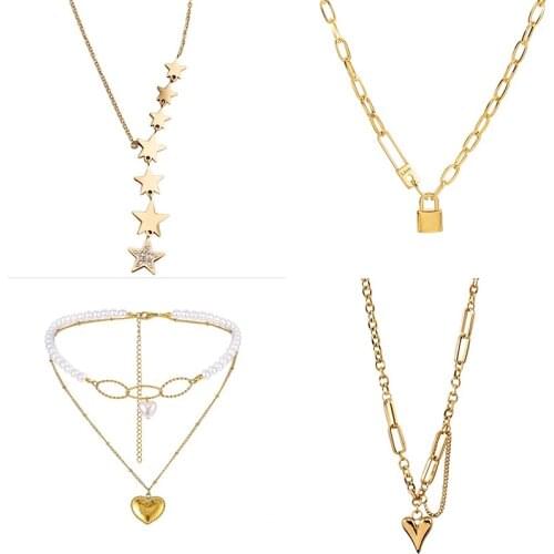 XIYANIKE 316L Stainless Steel 2 Layer Arc Portrait Geometric Necklace For Women 2021 Trendy Fashion Party Jewelry collares para