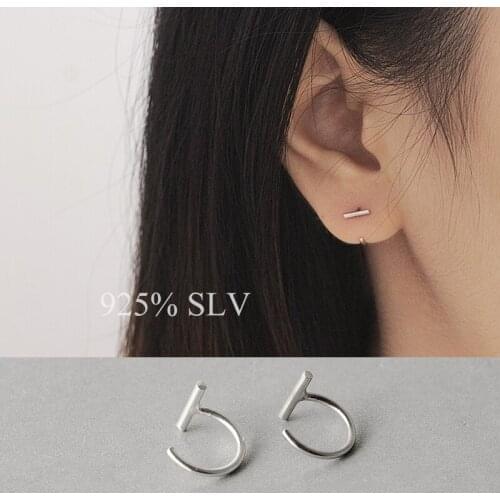 S925 pure SV stud earring brief individuality ear hook stud earring female elegant long earrings anti-allergic