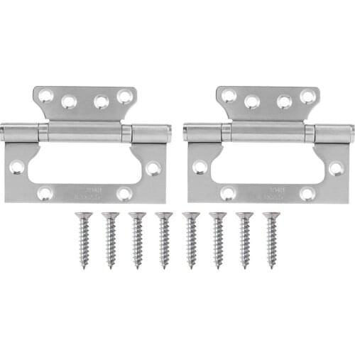 2Pcs Brushed Stainless Steel Thickened Door Hinge Home Furniture Drawer Cabinet Wardrobe Cloest Flat Open Hinge Door Connector