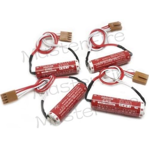 20pcs/lot Maxell ER6 3.6V 2000mah Horned Lithium Thionyl Chloride Industrial Li-ion Battery PLC Batteries Cell ER 6 with Plugs