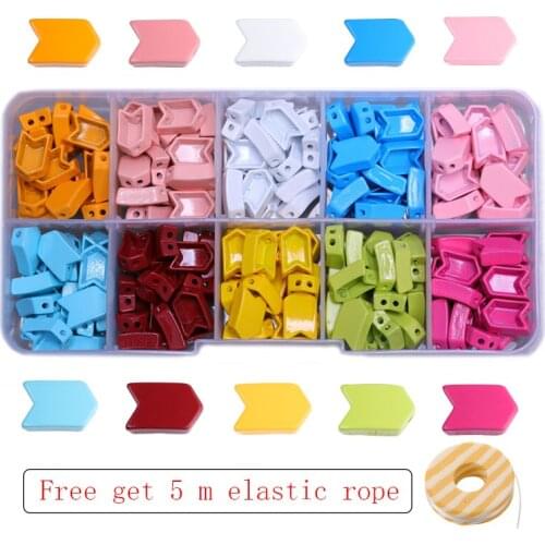 JUWANG 200 pcs\box Rainbow Enamel Tile Beads Sets Bohemia Rainbow Arrow Loose Beads Accessories For Bracelets Jewelry Making