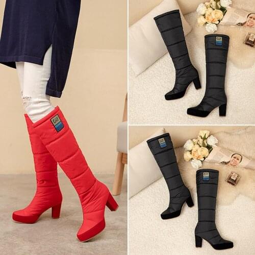 Women Platform Winter Shoes Comfort Waterproof Non-Slip Ladies Winter Boots Thick Fur Bottines for Girls Femmes High Heel Bottes