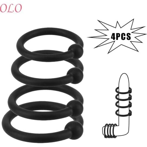 3/4 Pcs Penis Rings Sex Toys for Men Penis Sleeve Delay Ejaculation High Elasticity Penis Trainer Time Lasting Cock Rings