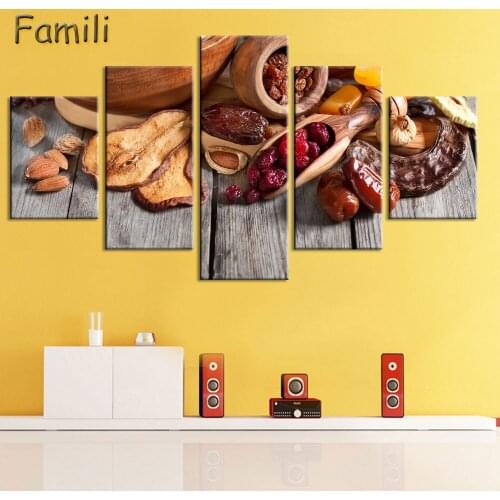 5pcs Modern Rectangle New Food Vegetables Autumn Season Fruits Thanksgiving Cornucopia Home Decor Canvas Poster Print Painting