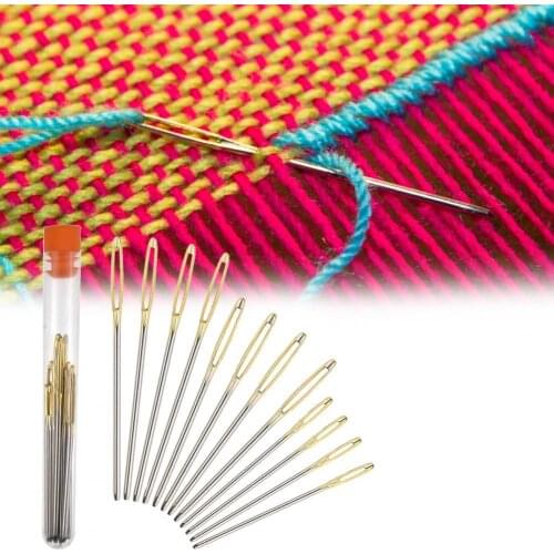 80% Dropshipping!!12Pcs Sewing Needles Multi-purpose Rust-proof Stainless Steel Hand Sewing Large-eye Needle for Home