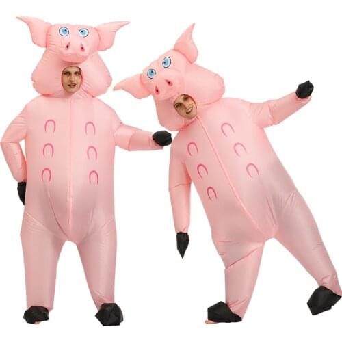 Anime Cosplay Carnival Adult Halloween Costumes for Women Men Pink Pig Inflatable Costume Christmas Pig Cosplay Birthday Outfits