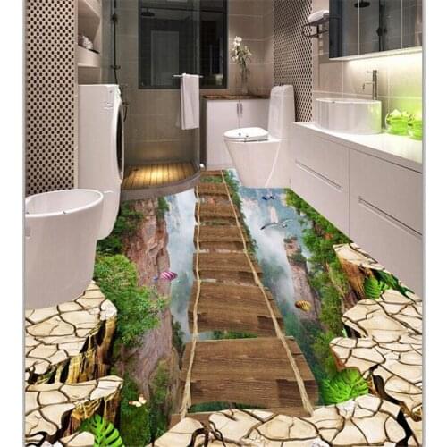 Beibehang Custom flooring 3d cliffs flyover mountain valleys aisle 3D stereo living room shopping mall hotel painting flooring