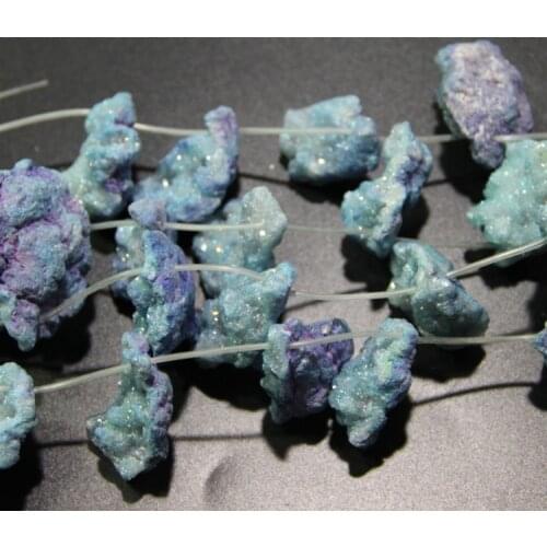 10pcs/lot Blue Druzy Rose crystal geode quartz stone pendant neckace each druzy Stone gems charm necklace