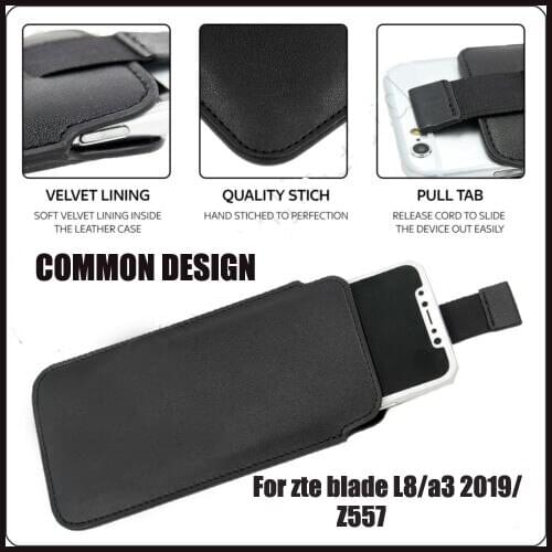 Casteel PU Leather Case For ZTE Blade L8 A3 2019 Z557 Pull Tab Sleeve Pouch Bag Case Cover