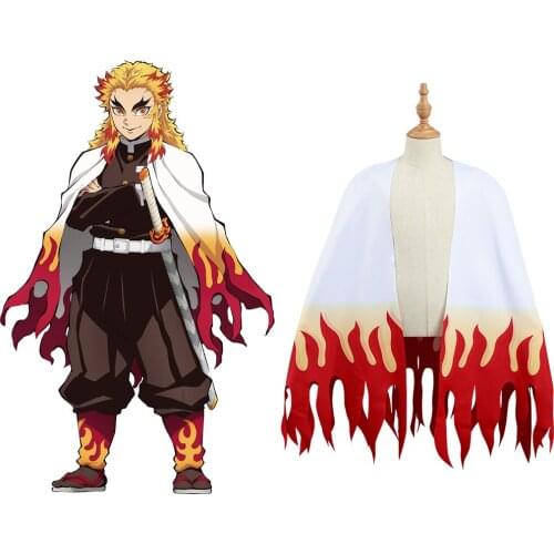 Demon Slayer:Kimetsu no Yaiba Rengoku Kyoujurou Cosplay Costume Kids Children Cloak Coat Halloween Carnival Suit