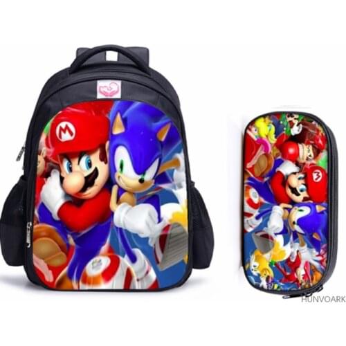 16 Inch SONIC RACING Backpack Children School Bags Boys Girls Daily Travel Backpack Cartoon Mochila School Gifts