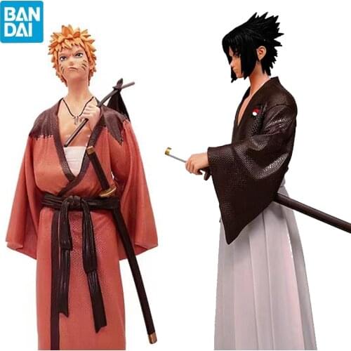 Bandai Original Japanese Anime Shippuden Uzumaki Uchiha Sasuke Figure PVC Ation Vibration Stars Figurine Model Collection Toys