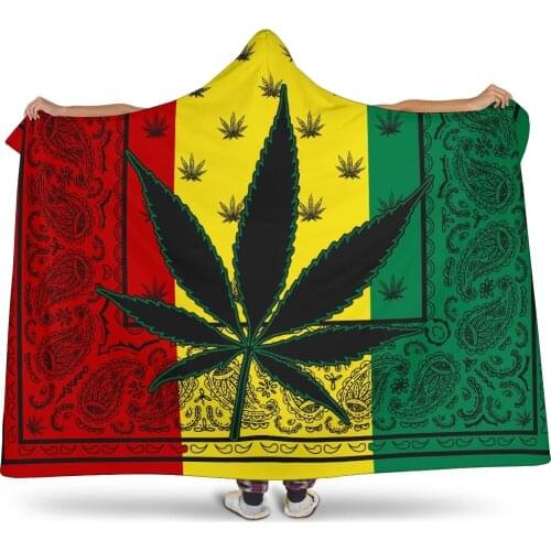 Weeds Leaf Bandana Theow Hooded Blanket Adult colorful child Sherpa Fleece Wearable Blanket Microfiber Bedding
