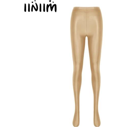 Iiniim Womens Stockings Glossy Sexy Pantyhose Shiny High Waist Tights Training Yoga Pants Close-Fitting Sports Dancing Leggings