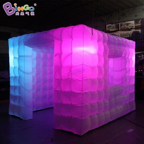 Customized 3.4x3x2.5 Meters RGB Lighting Inflatable White Tent / Blow Up Cube Marquee For Event Toy BG-T0321
