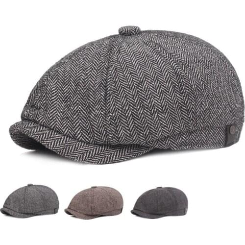 New Autumn Spring Mens Casual Newsboy Hat Retro Beret Hat Fashion Wild casual Caps Unisex Octagonal Hats Plaid