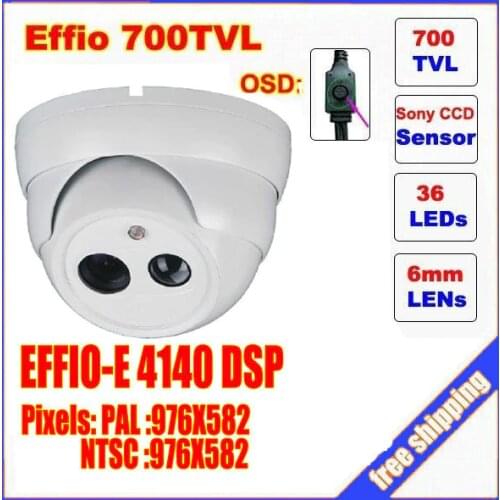 Security 1/3" Sony Effio CCD 700TVL OSD menu Single Lamp Array LED indoor dome camera IR 30m CCTV camera C220H