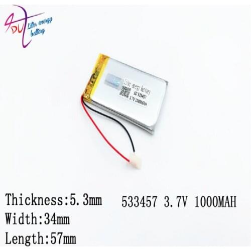 Liter energy battery 3.7V polymer lithium 533457 MP4 MP5 1000MAH game machine driving recorder