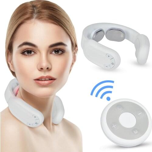 Smart Electric Neck and Shoulder Massager Portable Pulse Neck Massager Rechargeable USB Cervical Traction Therapy Massage