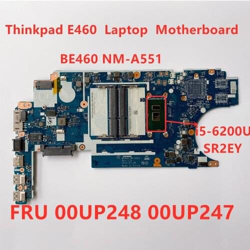 Laptop Motherboard For Lenovo Thinkpad E460 i5-6200U Laptop integrated graphics card Main Board FRU 00UP248 00UP247