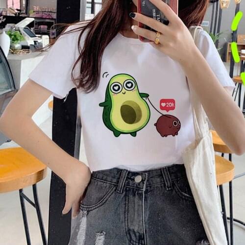 Kawaii Cartoon Graphic Tshirts Cute Avocado women summer t-shirt Funny Print short sleeve t-shirt Girls Tops Tees Female