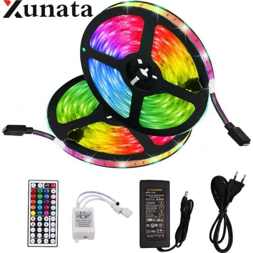 RGB LED Strip Light Set 30 LEDs/m Waterproof Flexible Tape 5050 LED Light Lamp With 44key Remote + DC 12V Power Supply