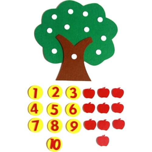 Nonwoven 1-10 Digital Kindergarten Math Area Toys Apple Trees Self-made Number Puzzle Kit Materials For Children