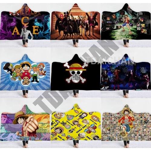 ANIME PIRATE Wearable Throw Blanket with Hooded for Children and Adults Scout Regiment Plush Anime Thicken Blanket In Winter