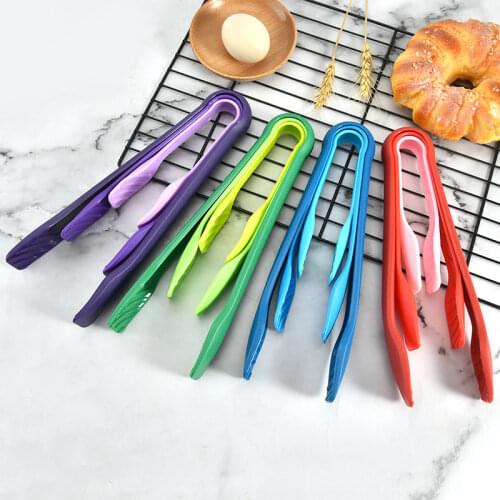 Food Tongs Food Grade Plastic Color Vegetable Bread Ice Clip Non-slip Cooking Clamp BBQ Salad Tools Kitchen Accessories 3Pcs