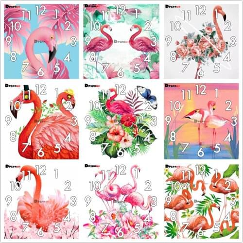Dpsprue Full Diamond Painting Cross Stitch With Clock Mechanism Mosaic 5D Diy Square Round Animal Bird 3d Embroidery Gift HG11
