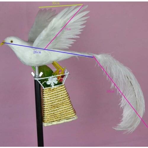 30x50cm white feathers bird ,Handmade model,polyethylene& feathers long tail bird,show props,home decoration toy gift w3928